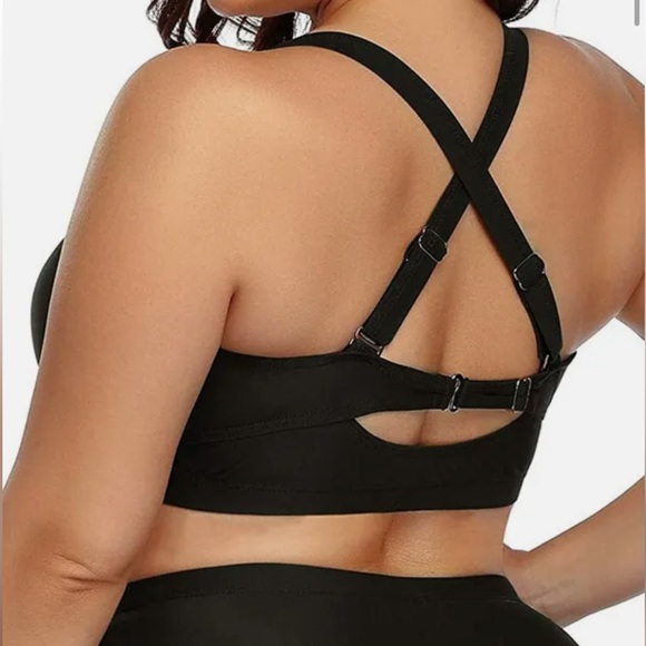 DACI black Bandeau bikini swimsuit top w removable, adjustable straps NWT - Picture 3 of 5